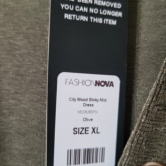 NWT City Mood Slinky Midi Dress in Olive - Picture 2 of 3